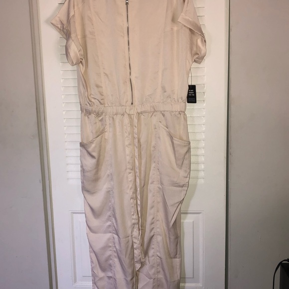 Express XL Zip Front One Piece Jumpsuit Pockets & Elastic Drawstring Waistband - Picture 2 of 7
